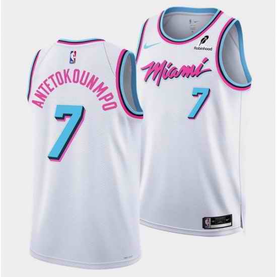 Men Miami Heat  7 Giannis Antetokounmpo White 2026 Original Vice Swingman Stitched Basketball Jersey