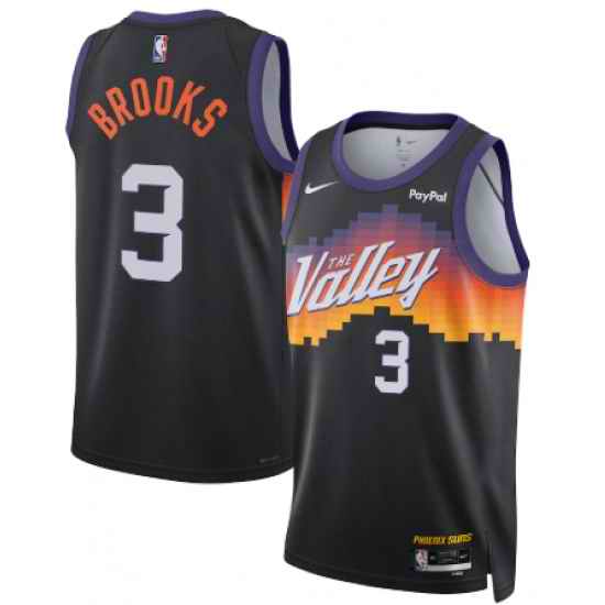 Men Jordan Brand Black Phoenix Suns Dillon Brooks #3 Swingman Badge Jersey City Edition