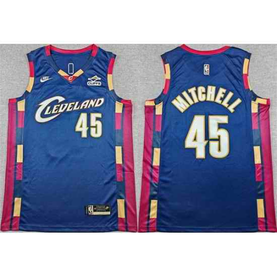Men Cleveland Cavaliers 45 Donovan Mitchell Navy 2025 26 Classic Edition Stitched Jersey