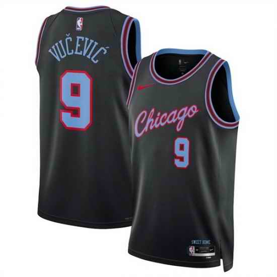 Men Chicago Bulls 9 Nikola Vu u010Devi u0107 Black 2025 26 City Edition Stitched Basketball Jersey
