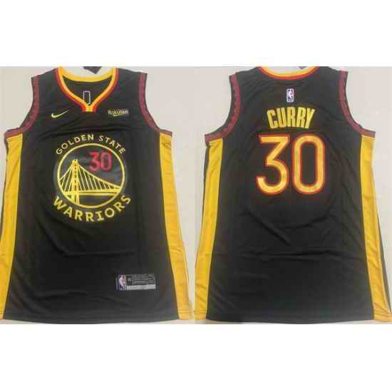 Men Golden State Warriors 30 Stephen Curry Black Stitched Basketball Jersey