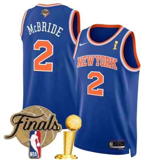 Men New Yok Knicks  2 Miles McBride Blue 2026 Finals Patch And Finals Champions Patch Icon Edition Stitched Basketball Jersey