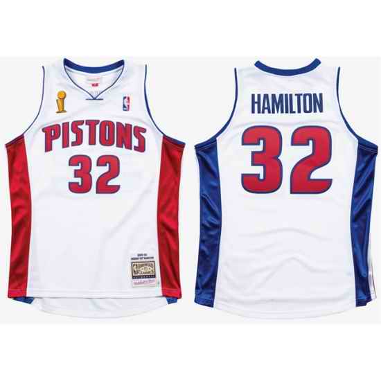 Men Detroit Pistons  32 Richard Hamilton 2003 04 White Stitched Jersey