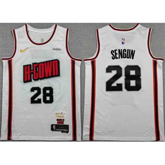 Men Houston Rockets 28 Alperen Sengun White 2024 25 City Edition Stitched Jersey