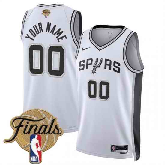 Men San Antonio Spurs Active Player Custom White 2026 Finals Patch Association Edition Stitched Basketball Jersey
