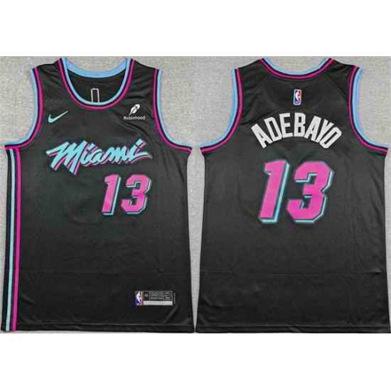 Men Miami Heat 13 Bam Adebayo Black 2025 26 City Edition Stitched Basketball Jersey