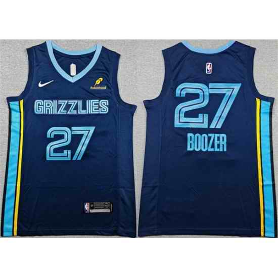 Men Memphis Grizzlies  27 Cameron Boozer Navy 2026 Draft Icon Edition Stitched Jersey