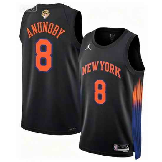 Men New Yok Knicks 8 OG Anunoby White Black 2026 Final Patch 2025 26 Statement Edition Stitched Basketball Jersey