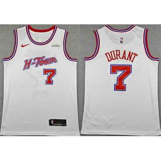 Men Houston Rockets 7 Kevin Durant White 2025 26 City Edition Stitched Jersey