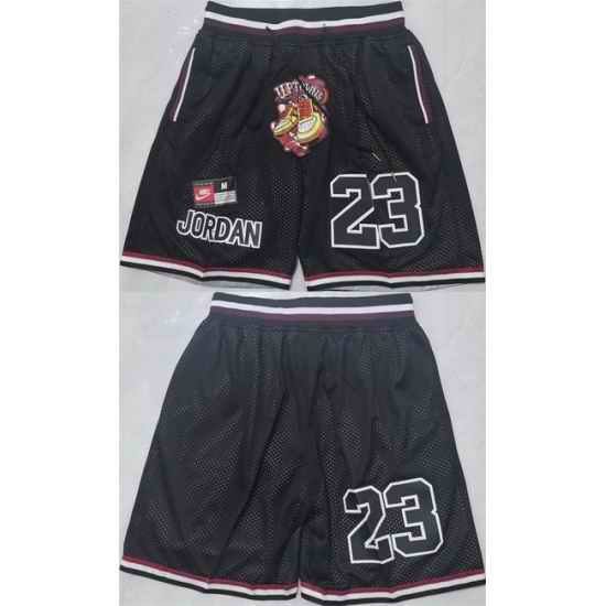 Men Chicago Bulls  Michael Jordan Black Shorts002  Run Small
