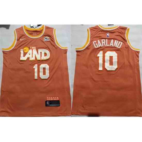 Men Cleveland Cavaliers 10 Darius Garland Orange 2025 City Edition Stitched Jersey