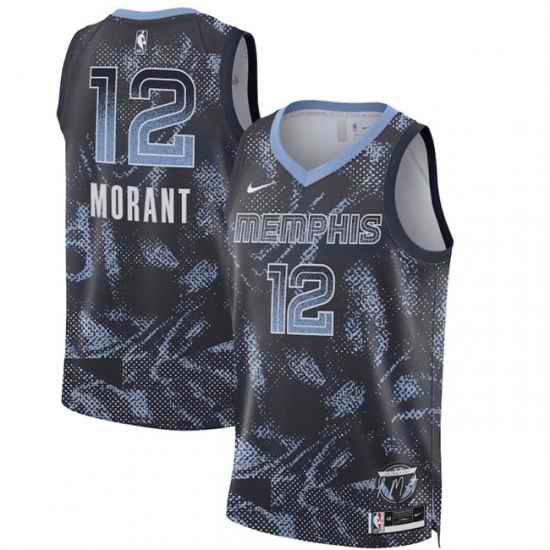 Men Memphis Grizzlies 12 Ja Morant Navy 2025 Select Series Swingman Stitched Basketball Jersey