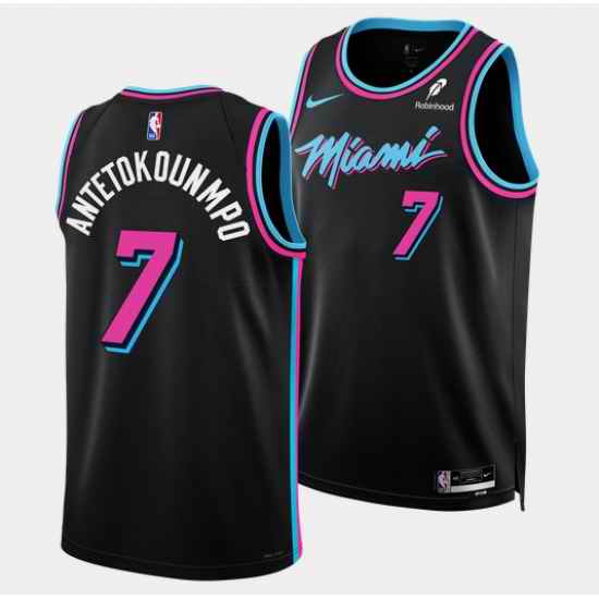 Men Miami Heat  7 Giannis Antetokounmpo Black 2026 Original Vice Nights Swingman Stitched Basketball Jersey