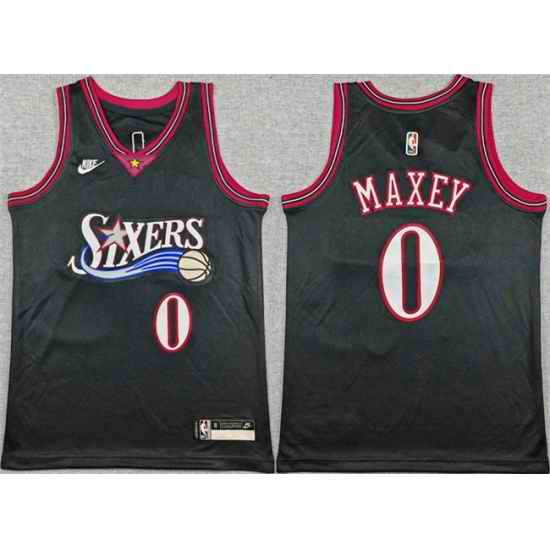 Youth Philadelphia 76ers 0 Tyrese Maxey Black 2025 26 Classic Edition Stitched Jersey