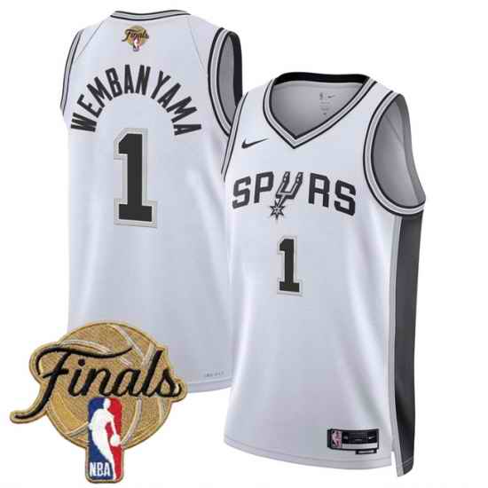 Men San Antonio Spurs  1 Victor Wembanyama White 2026 Finals Patch Association Edition Stitched Basketball Jersey