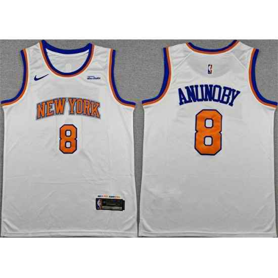Men New Yok Knicks  8 OG Anunoby White Association Edition Stitched Basketball Jersey
