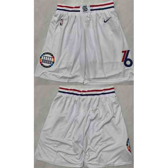 Men Philadelphia 76ers White Shorts