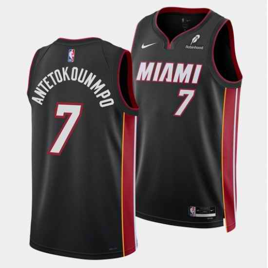 Men Miami Heat  7 Giannis Antetokounmpo Black 2026 Icon Edition Swingman Stitched Basketball Jersey