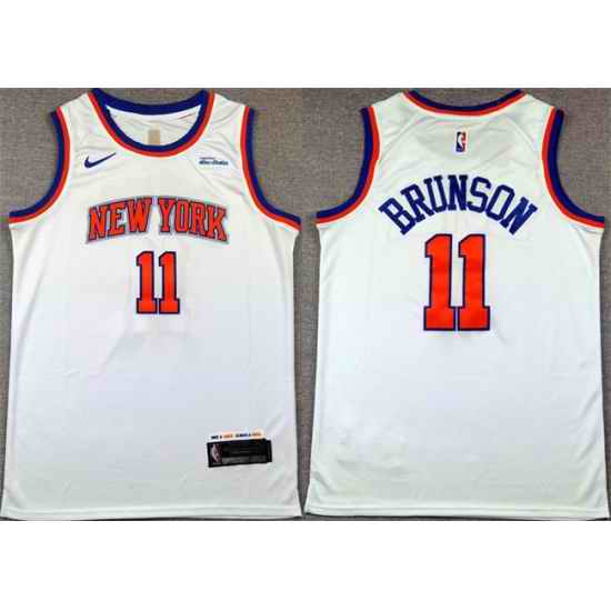 Men New Yok Knicks  11 Jalen Brunson White Association Edition Stitched Basketball Jersey
