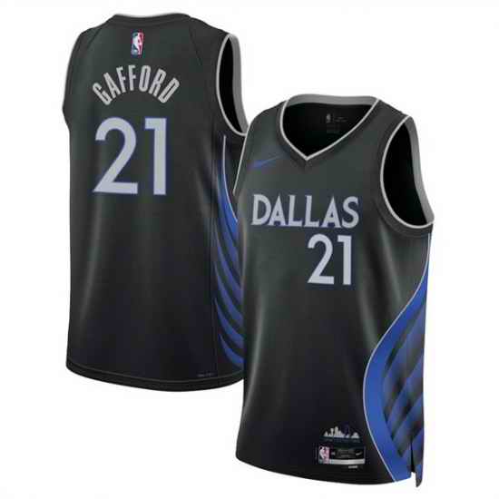 Men Dallas Mavericks 21 Daniel Gafford Black 2025 26 City Edition Stitched Basketball Jersey