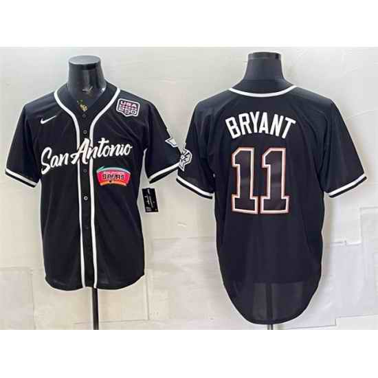Men San Antonio Spurs  11 Carter Bryant Black USA 250  Patch Stitched Baseball Jersey