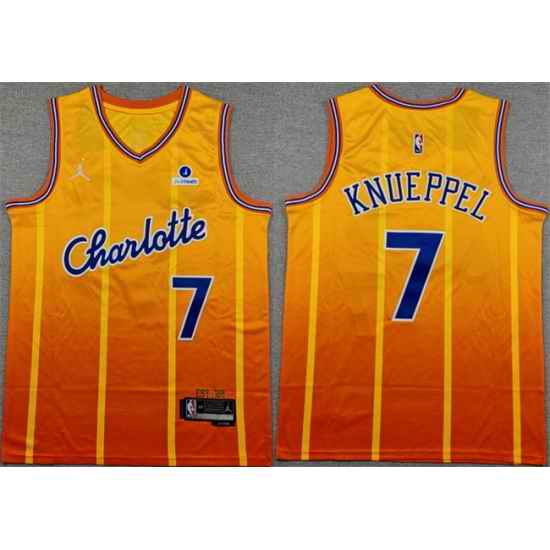 Men Charlotte Hornets  7 Kon Knueppel Orange 2025 26 City Edition Stitched Basketball Jersey