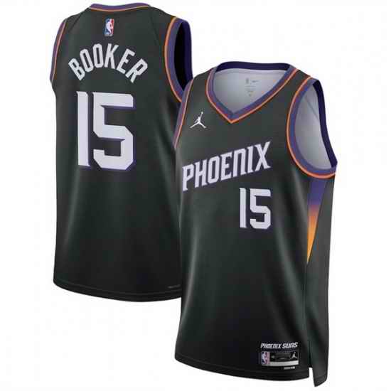 Men Phoenix Suns  15 Devin Booker Black 2026 Statement Edition Stitched Basketball Jersey