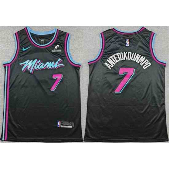 Men Miami Heat  7 Giannis Antetokounmpo Black 2025 2026 Original Vice Nights Swingman Stitched Basketball Jersey