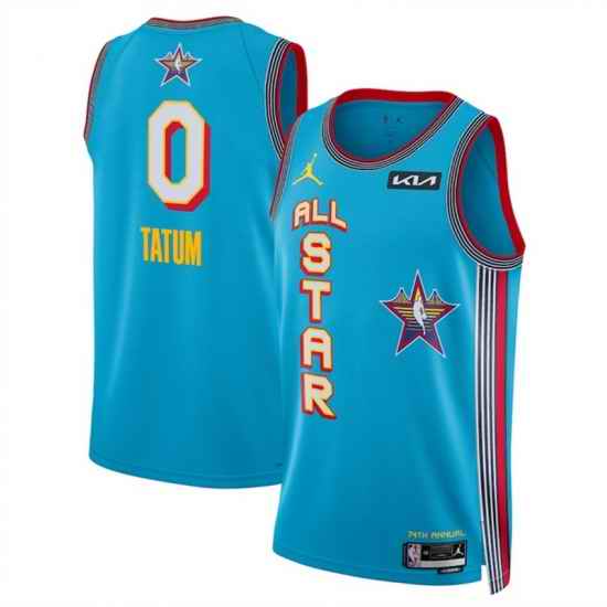 Men 2025 All Star 0 Jayson Tatum Light Blue Stitched Basketball Jersey