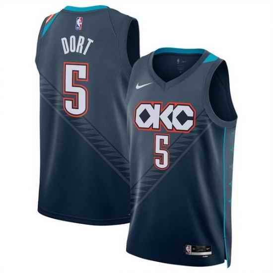 Men Oklahoma City Thunder 5 Luguentz Dort Navy 2025 26 City Edition Stitched Basketball Jersey