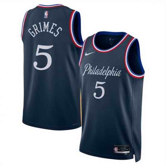 Men Philadelphia 76ers 5 Quentin Grimes Navy 2025 26 City Edition Stitched Jersey