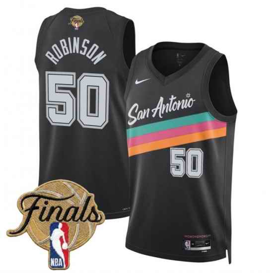 Men San Antonio Spurs  50 David Robinson Black 2026 Finals Patch City Edition Stitched Basketball Jersey