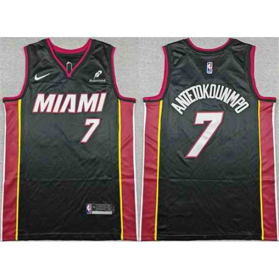 Men Miami Heat  7 Giannis Antetokounmpo Black 2025 2026 Icon Edition Swingman Stitched Basketball Jersey