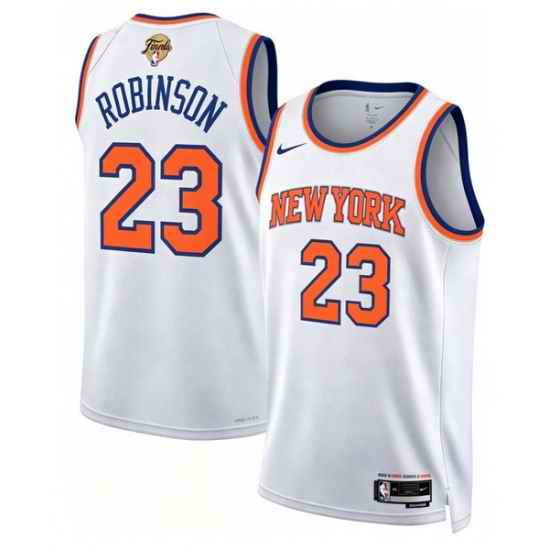 Men New Yok Knicks 23 Mitchell Robinson White  2026 Finals Patch Icon Edition Stitched Basketball Jersey