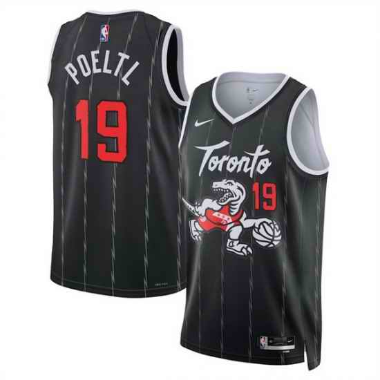Men Toronto Raptors 19 Jakob Poeltl Black 2025 26 City Edition Stitched Basketball Jersey