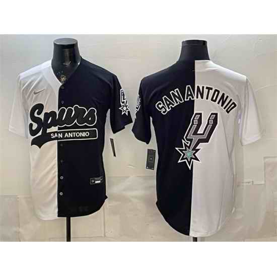 Men San Antonio Spurs Team Big Logo White Black Stitched Jersey