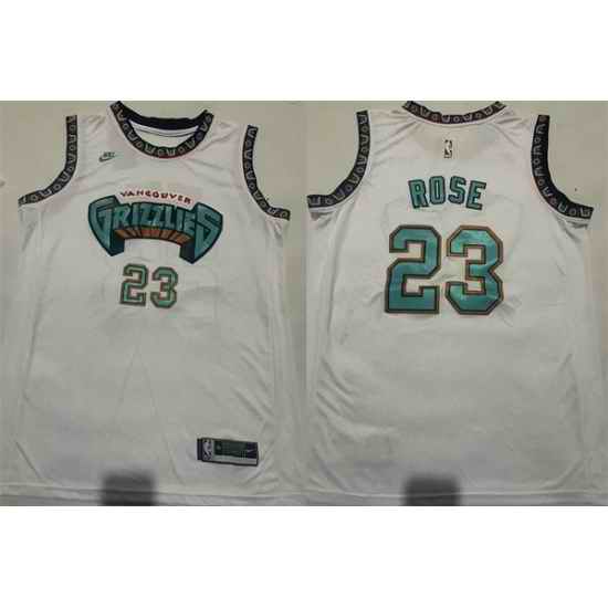 Men Memphis Grizzlies 23 Derrick Rose White Stitched Basketball Jersey