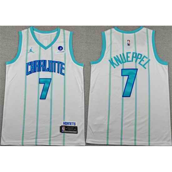 Men Charlotte Hornets  7 Kon Knueppel White Association Edition Stitched Basketball Jersey