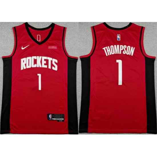 Men Houston Rockets 1 Amen Thompson Red Icon Edition Stitched Jersey