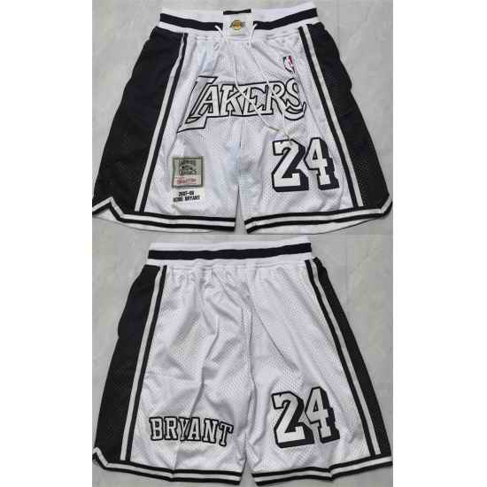 Men Los Angeles Lakers  24 Kobe Bryant White 2026 Shorts