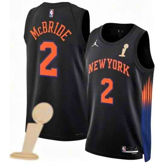 Men New Yok Knicks 2 Miles McBride Black 2026 Champions Patch City Edition Stitched Basketball Jersey
