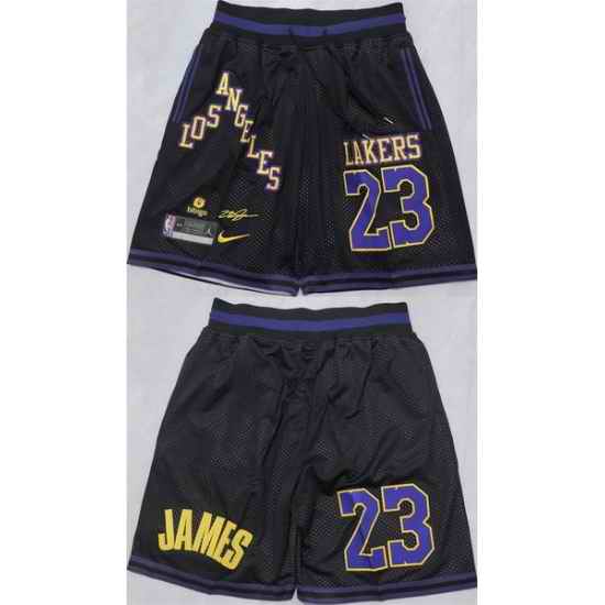 Men Los Angeles Lakers 23 LeBron James Black 2025 Shorts