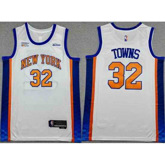 Men New Yok Knicks 32 Karl Anthony Towns White 2024 25 City Edition Stitched Basketball Jersey