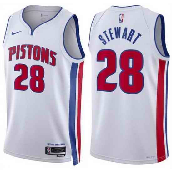 Men Detroit Pistons  28 Isaiah Stewart White Association Edition Stitched Basketball Jersey