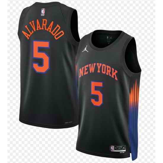Men New York Knicks Jose Alvarado Black Stitched NBA Jersey