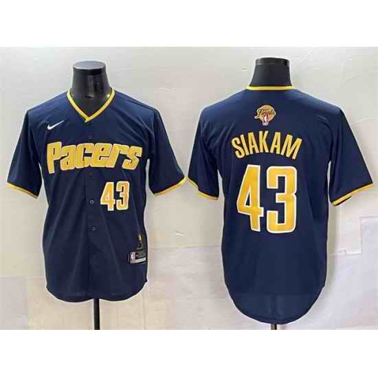 Men Indiana Pacers 43 Pascal Siakam Navy 2025 Finals Vapor Stitched Baseball Jersey