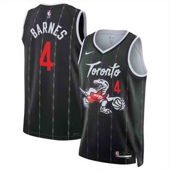 Men Toronto Raptors 4 Scottie Barnes Black 2025 26 City Edition Stitched Basketball Jersey