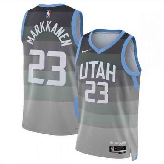 Men Utah Jazz 23 Lauri Markkanen Grey 2025 26 City Edition Stitched Basketball Jersey