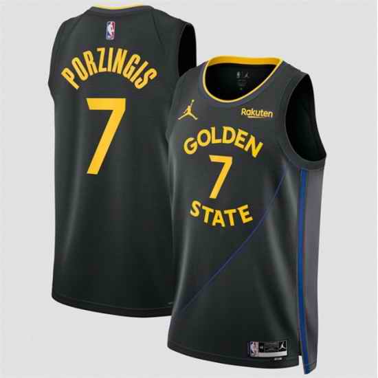 Men Golden State Warriors  7 Kristaps Porzingis Black 2026 Statement Edition Stitched Basketball Jersey