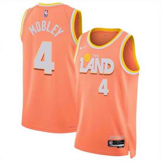 Men Cleveland Cavaliers 4 Evan Mobley Orange 2025 26 City Edition Stitched Jersey